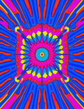 Vibrant Geometric Sunburst Mandala Rug