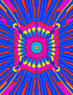 Vibrant Geometric Sunburst Mandala Rug