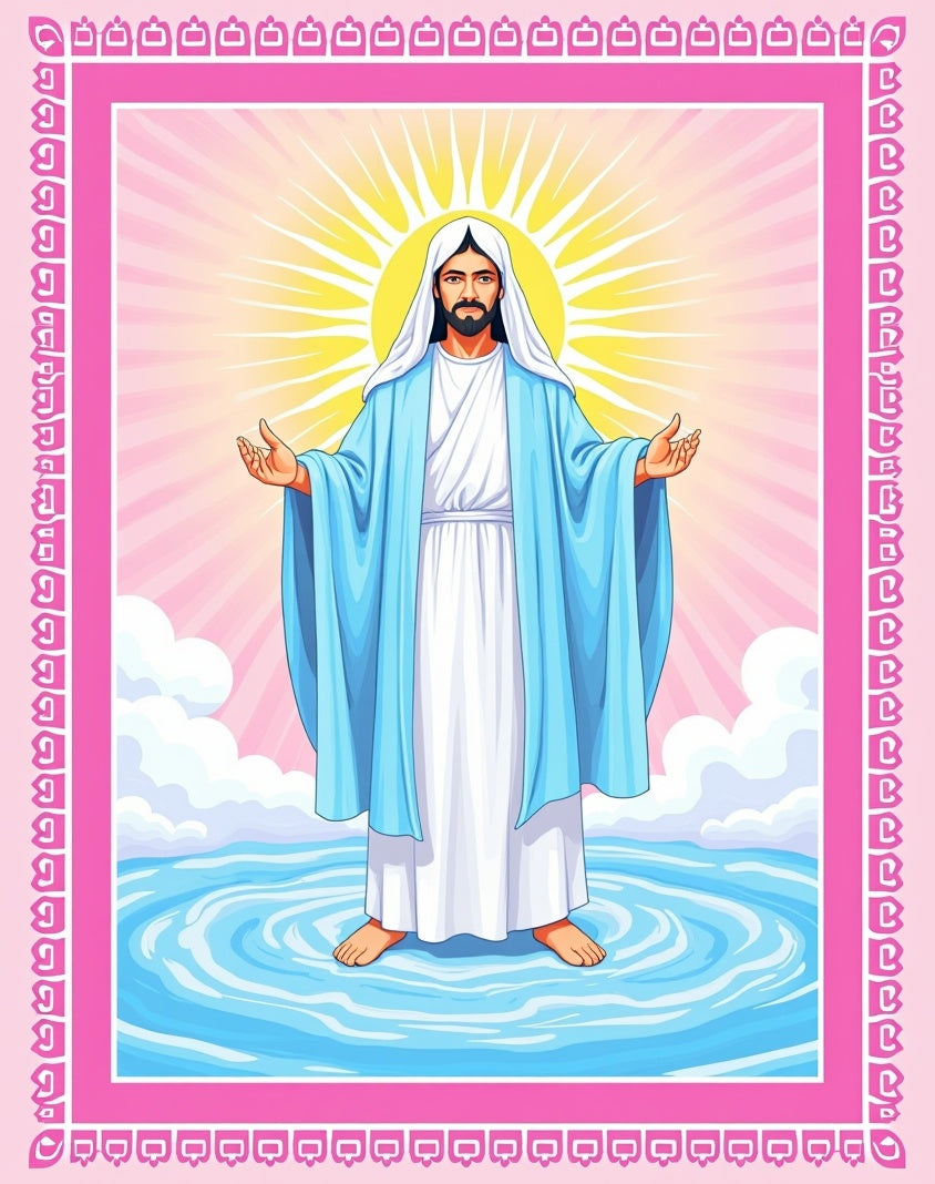 Radiant Jesus Miraculous Walk on Water Rug