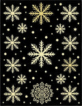 Golden Snowflake Black Winter Rug