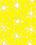 Bright Yellow White Snowflake Cascade Rug