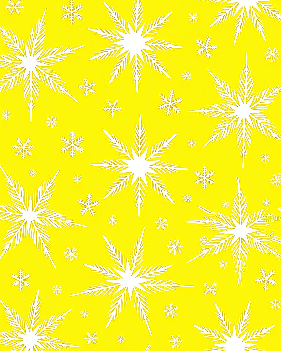Bright Yellow White Snowflake Cascade Rug