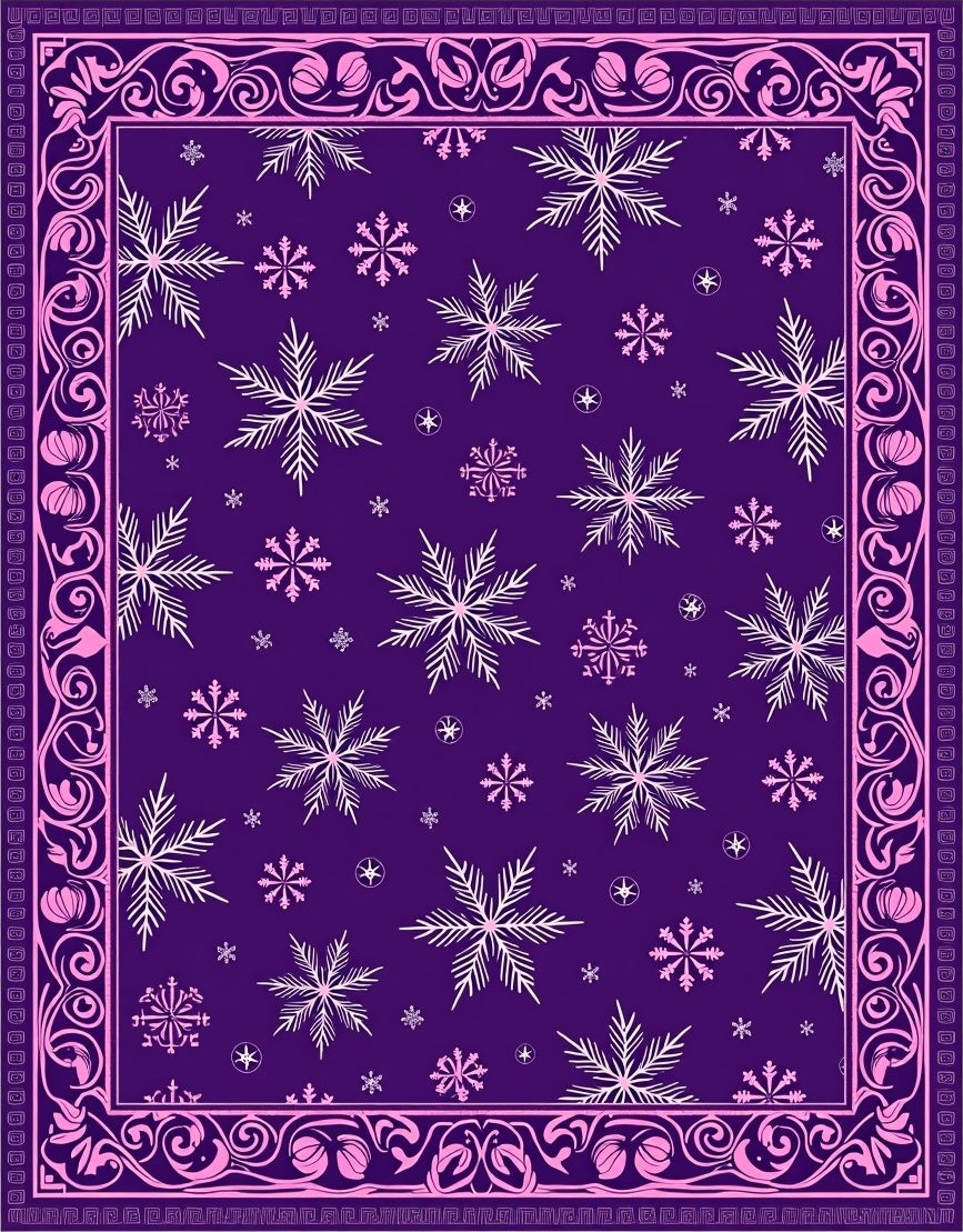Purple Snowflake Intricate Border Rug