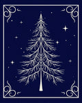 Celestial Christmas Tree White Line Art Rug