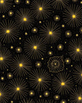 Golden Starbursts Black Night Rug