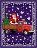 Whimsical Santa Red Truck Snowflakes Rug