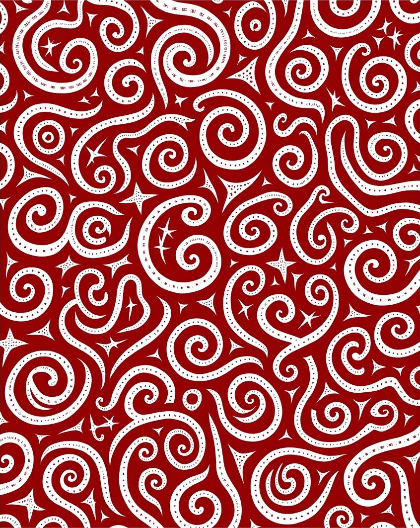 Crimson White Swirl Starburst Medallion Rug