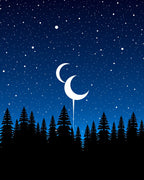 Midnight Blue Crescent Moon Forest Rug