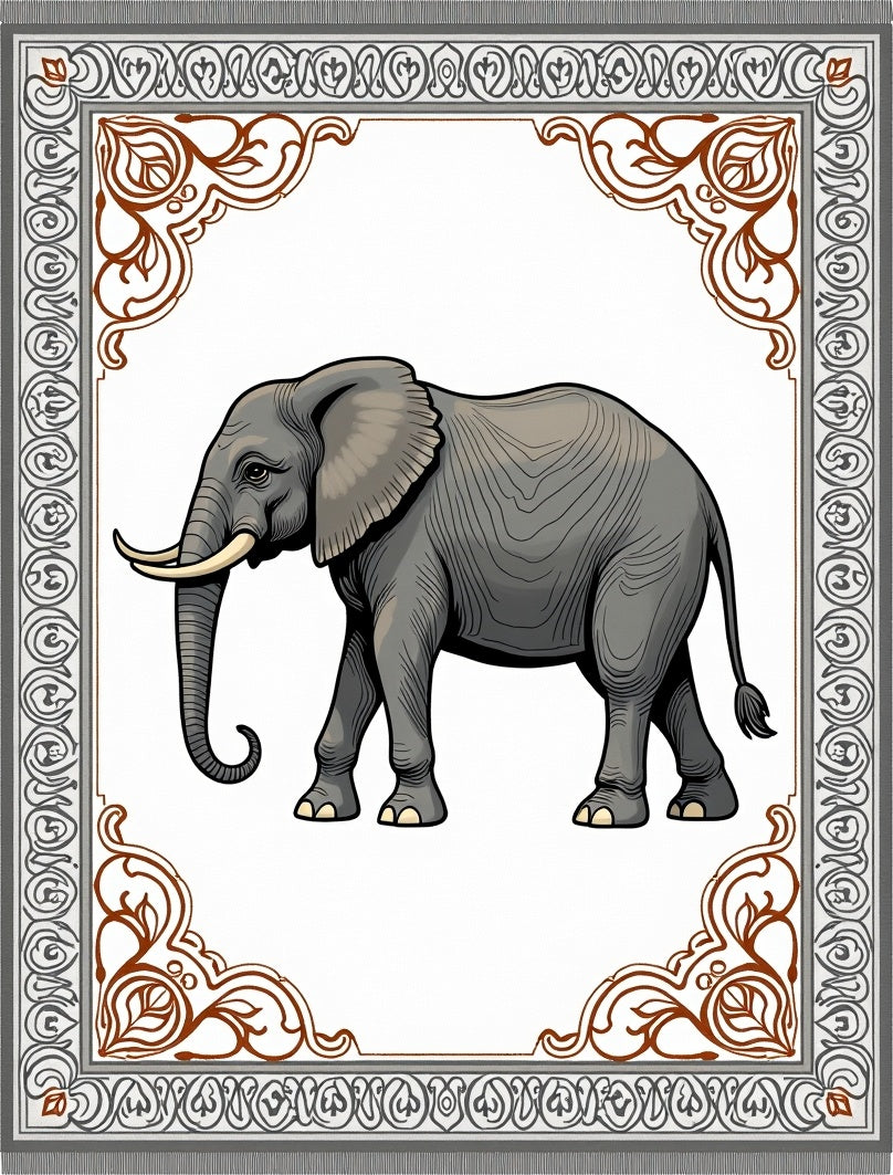 Gray Elephant Regal Border Rug