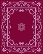 Rich Magenta Floral Scroll Frame Rug