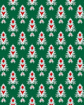 Green Red White Stylized Floral Repeat Rug