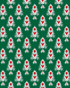 Green Red White Stylized Floral Repeat Rug