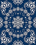 Deep Blue White Floral Snowflake Harmony Rug