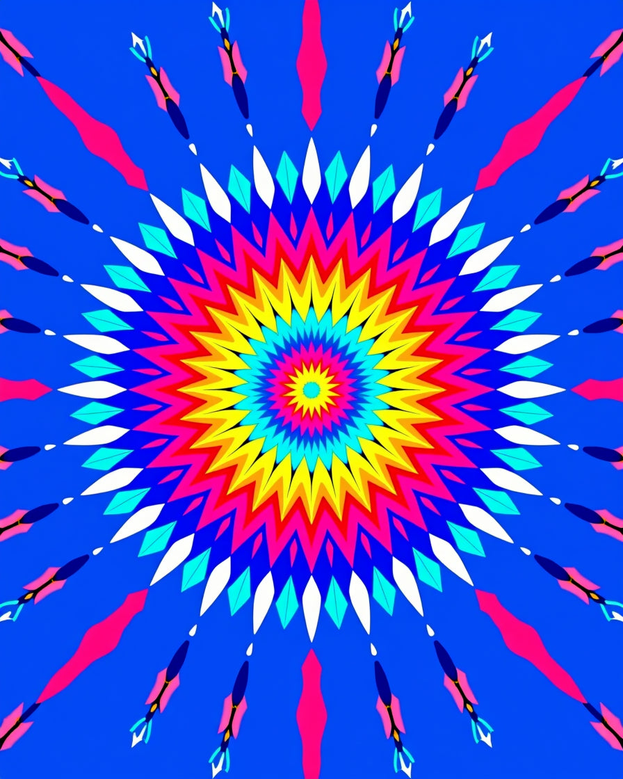 Vibrant Radial Sunburst Starburst Rug