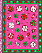 Pink Holiday Baseball Balls Charm Rug