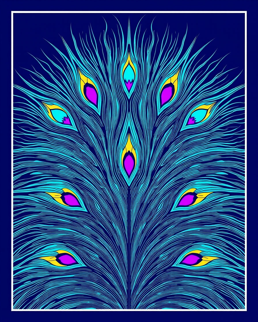 Vibrant Teal Peacock Feather Eyesight Rug