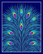 Vibrant Teal Peacock Feather Eyesight Rug