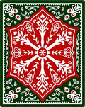 Festive Red White Green Floral Medallion Rug