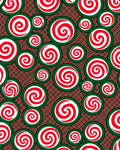 Red White Swirl Circles Green Plaid Rug
