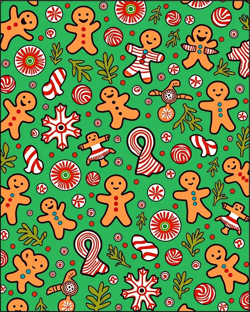 Christmas Gingerbread Candy Snowflake Medley Rug