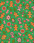 Christmas Gingerbread Candy Snowflake Medley Rug