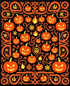 Spooky Orange Pumpkin Halloween Collage Rug