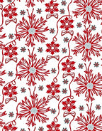 Red Floral Ribbon Bow Medallion Rug
