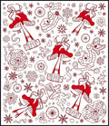 Whimsical Red Mushroom Snowflake Collage Rug