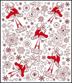 Whimsical Red Mushroom Snowflake Collage Rug