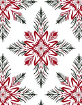 Rustic Red Green Snowflake Mandala Rug