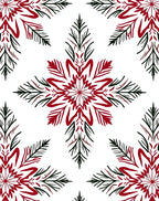 Rustic Red Green Snowflake Mandala Rug