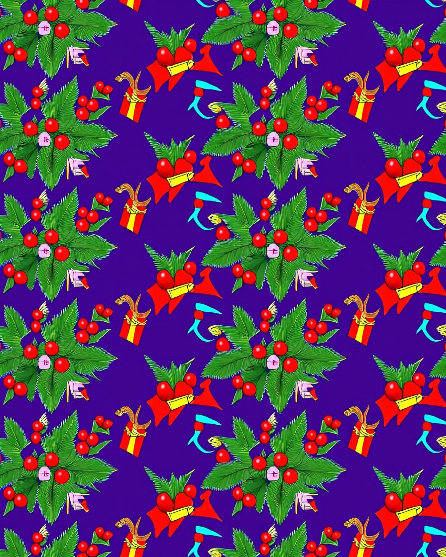 Vibrant Red Berry Holiday Cluster Rug