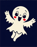 Playful Cream Ghost Dark Navy Accent Rug