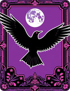 Mystical Black Crow Purple Moon Rug