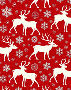 Red White Reindeer Snowflakes Holiday Rug