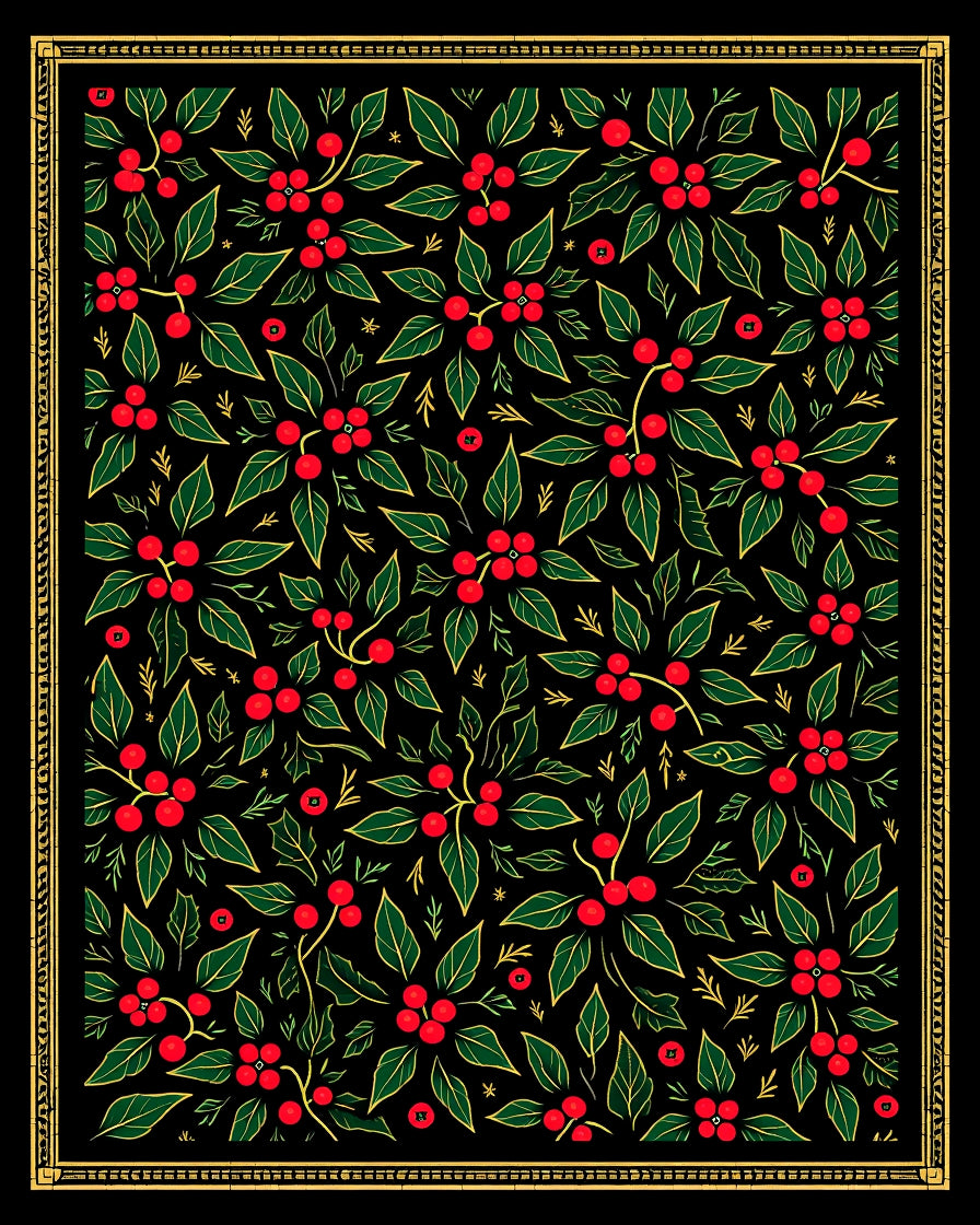 Christmas Holly Berry Botanical Rug