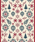 Winter Red Blue Snowflake Forest Rug