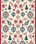 Winter Red Blue Snowflake Forest Rug