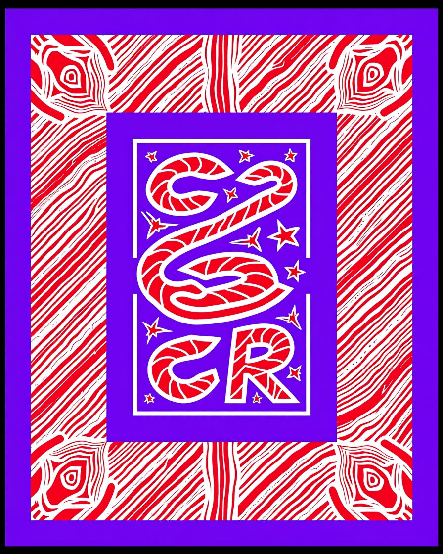 Vibrant Red White Candy Cane Frame Rug