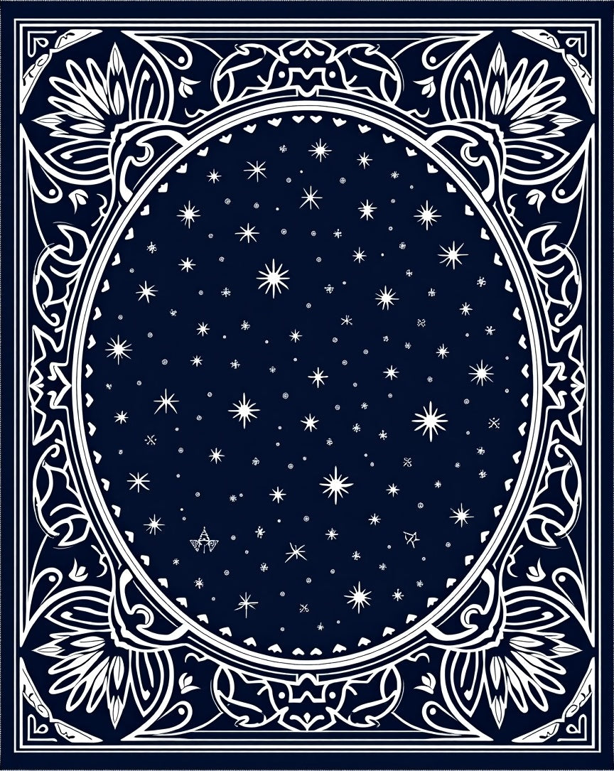 Deep Blue Celestial Starry Night Rug