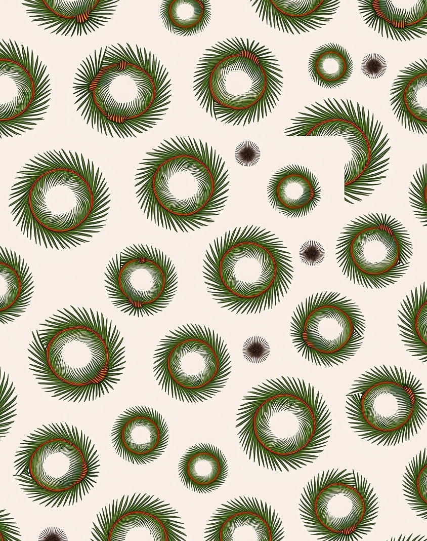 Green Pine Needle Wreath Collection Rug