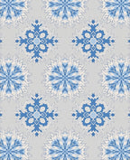 Mandala Blue Floral Gray Background Rug