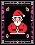 Festive Santa Claus Pink Floral Border Rug