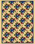 Crimson Blue Floral Medallion Field Rug
