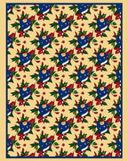 Crimson Blue Floral Medallion Field Rug