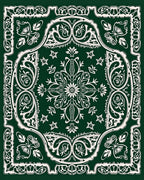 Forest Green Vintage Floral Medallion Rug