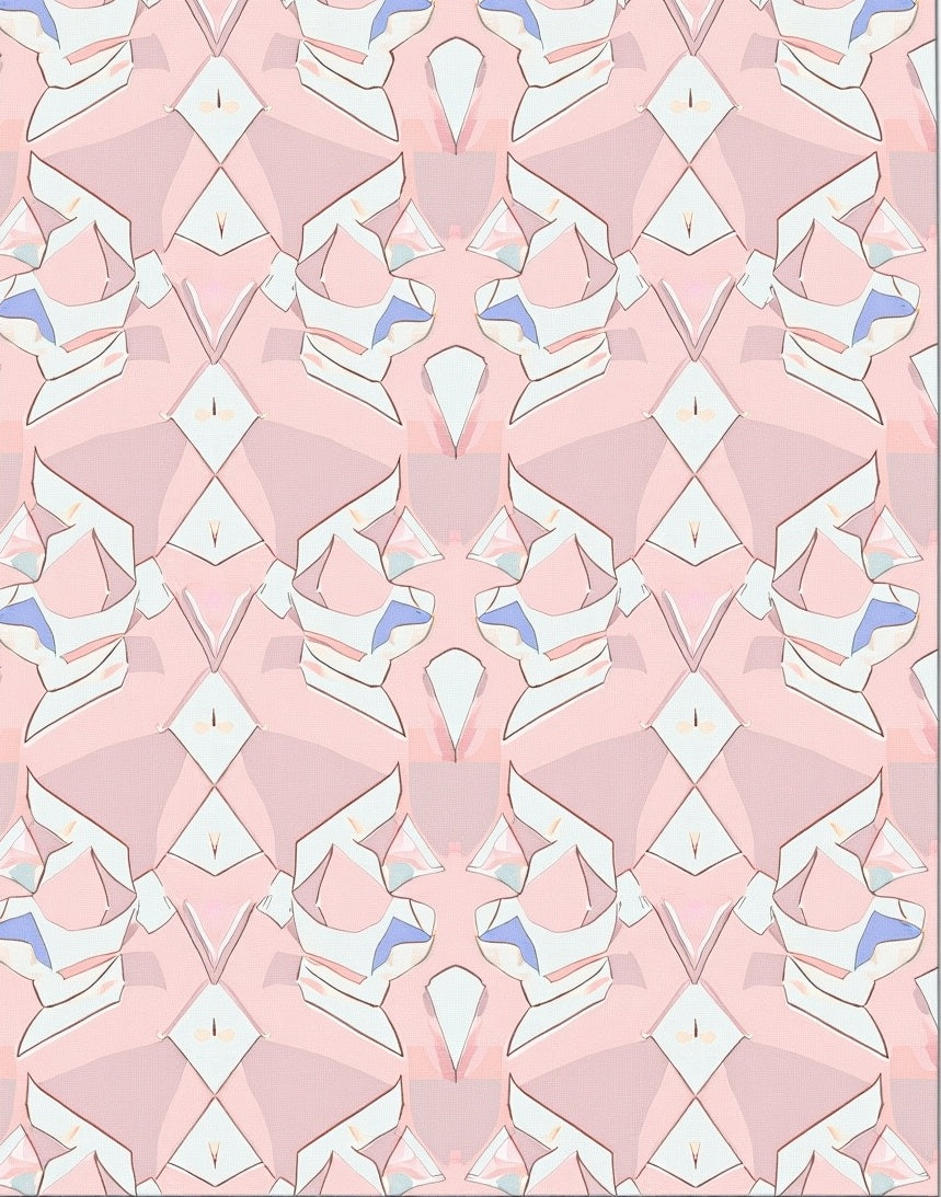 Pale Rose Geometric Crystal Arrangement Rug