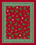 Red Green Leaf Snowflake Border Rug