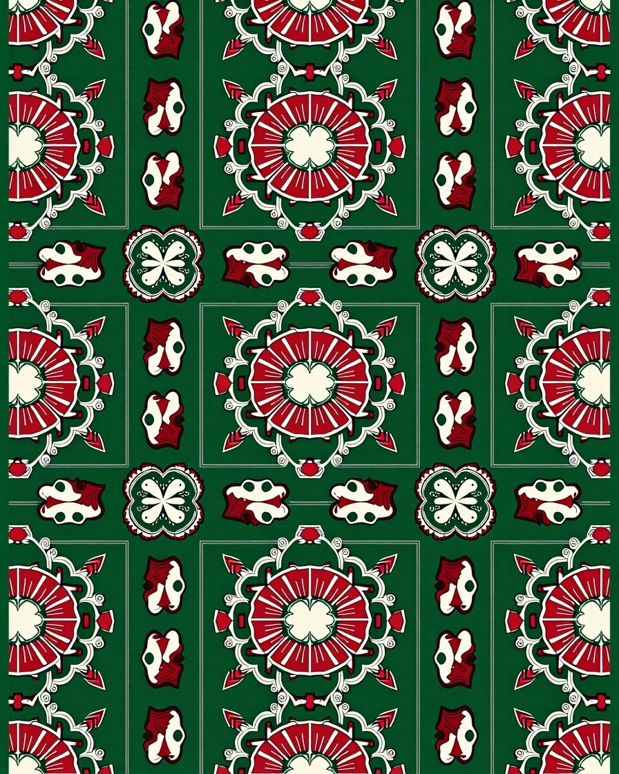 Vibrant Red Floral Medallion Art Rug