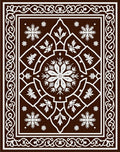 Elegant White Floral Medallion Brown Rug